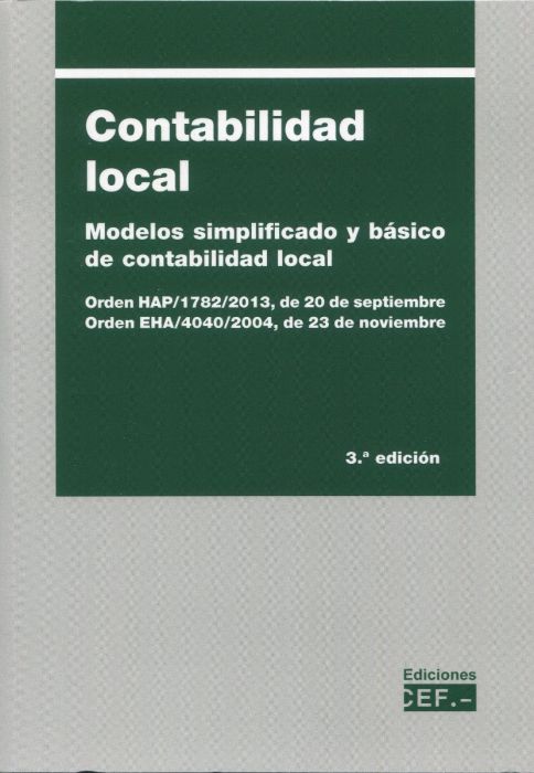 Contabilidad local. Modelos simplificado y bsico de contabilidad local. Orden HAP/ 1782/2013