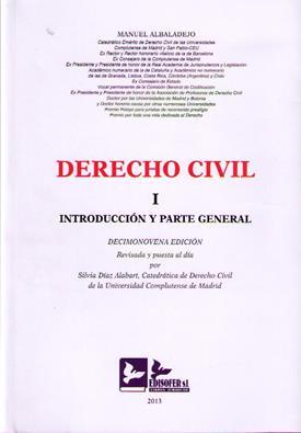 Derecho Civil I. Introduccion y Parte General